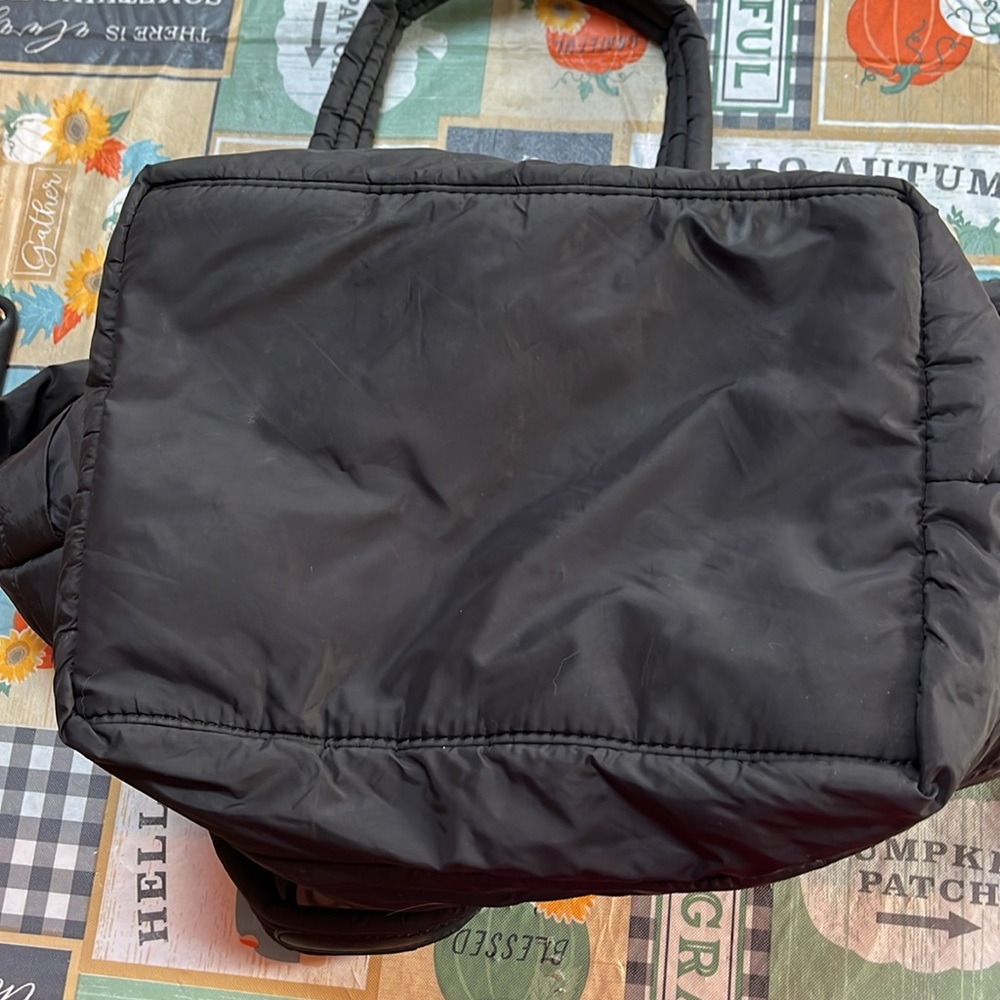 Sondra Roberts Squared Black Puffer Zipper Shoulder Tote Bag - Picture 9 of 10